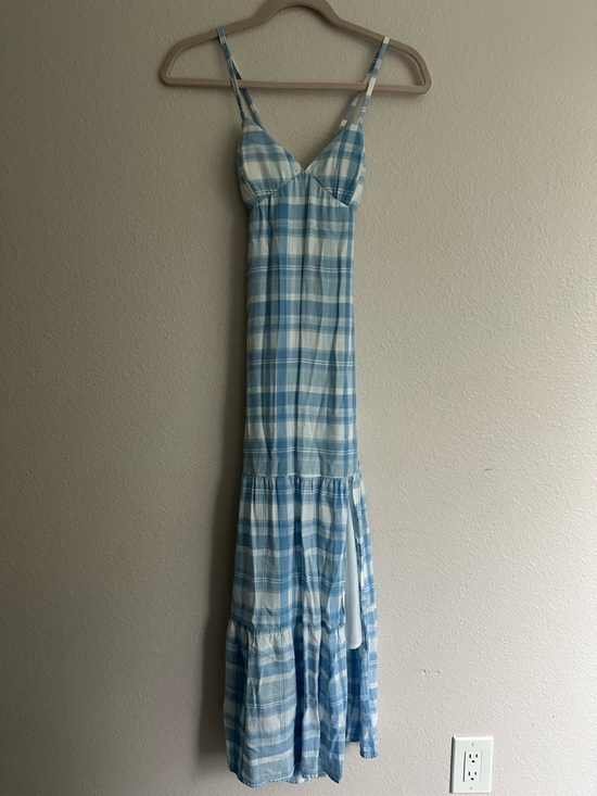 Hollister Dresses & Skirts - Hollister Blue Plaid Tie-Back Maxi Dress